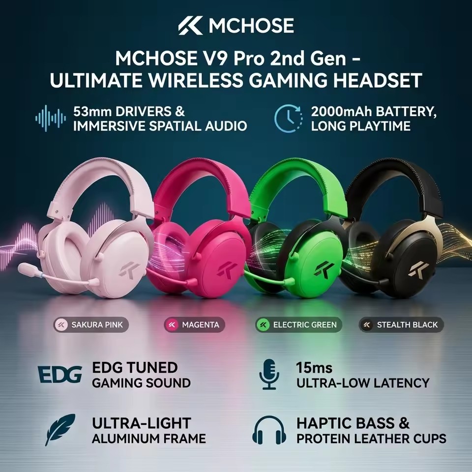 Anc Wireless Over Ear Headphones - MCHOSE V9 Pro 2 E-sports Wireless