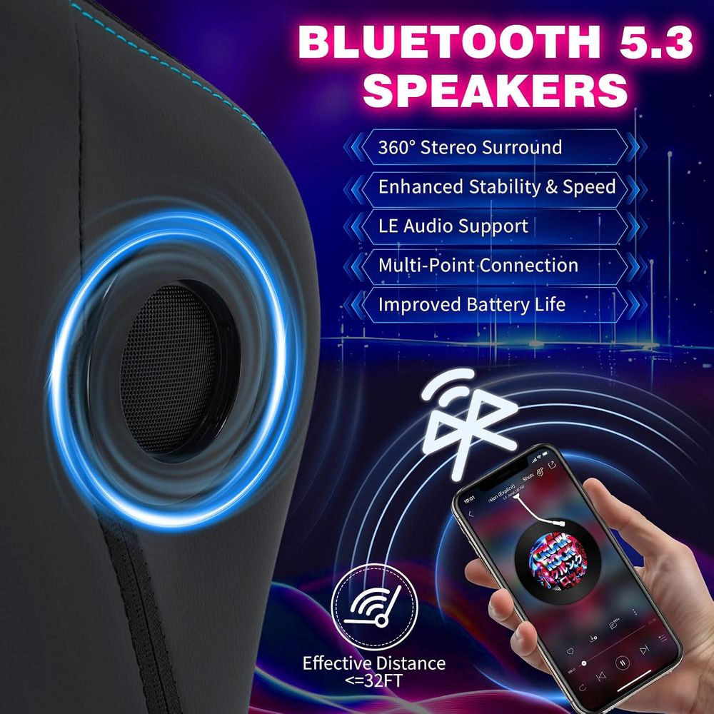 Gaming Chair with LED Lights S - огляд і ціна Speakers